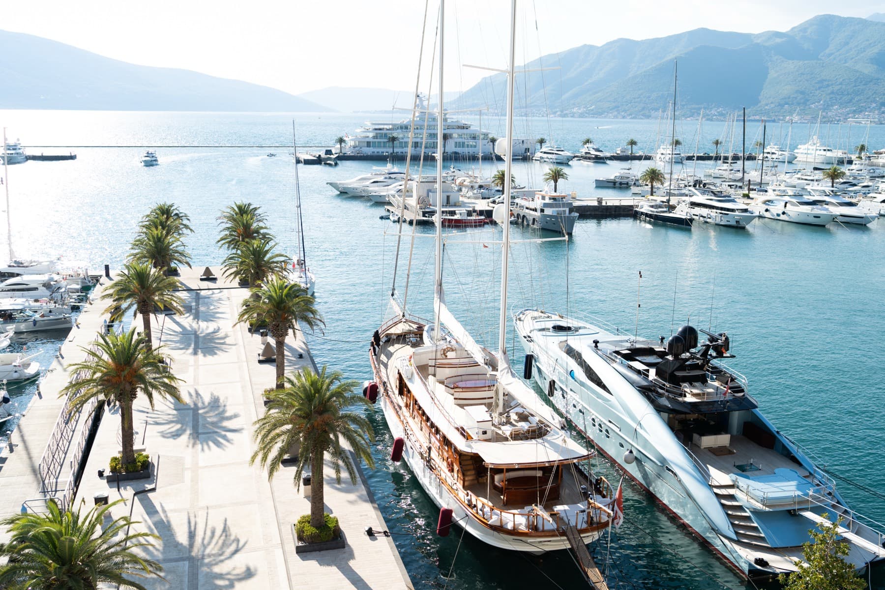 Motor yacht berthed at the pier